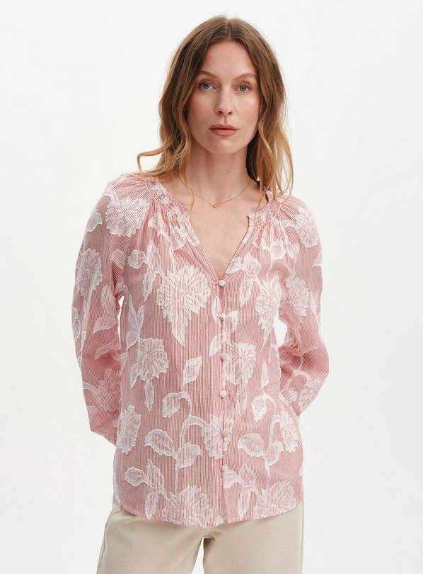 FINERY Ivie Blouse Red Floral Stripe 20